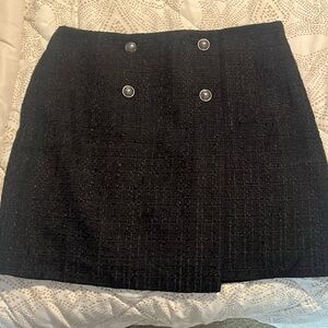 BNWT Loft Black Tweed Button Wrap Skirt size 12 fully lined